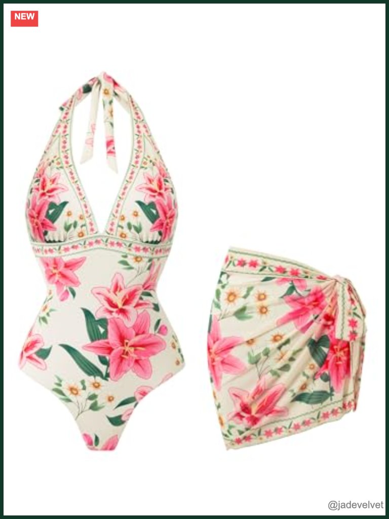 Women's One Piece Swimsuit With Cover Up Skirt Sarong Tummy Control High Cut Leg